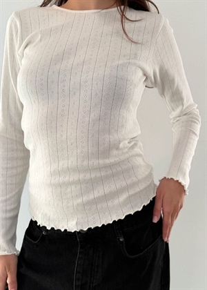 Fenna o-neck pointelle bluse Off White Boii Studios 